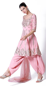 Baby pink leather applique suit