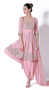 Baby pink leather applique suit