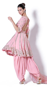 Baby pink leather applique suit