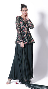 Black peplum jacket sharara