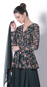 Black peplum jacket sharara