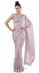 Lavender Multi Organza Saree