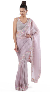 Lavender Multi Organza Saree