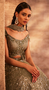 GREEN OLIVIA GOWN - POSHAK