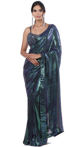 Sultry Blue Sequin Saree