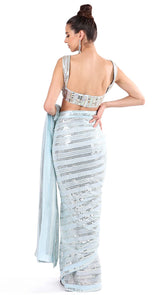 Blue Sequin saree