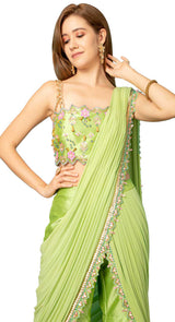 Mint Green Aqua Drape Saree
