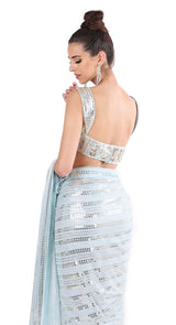 Blue Sequin saree
