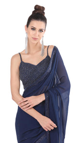 Strappy Navy Saree