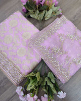 PINK BANARASI GEORGETTE SHIRT WITH HEAVY ZARI DUPATTA - POSHAK