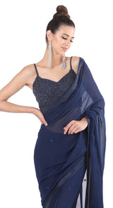 Strappy Navy Saree