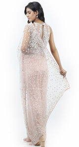 BABY PINK PEARL SAREE - POSHAK