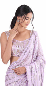 Lavender Sequin Saree
