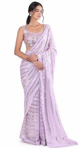 Lavender Sequin Saree