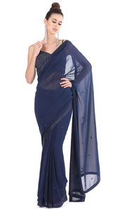 Strappy Navy Saree