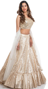 engagement look for bride in lehenga