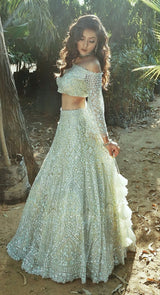 SEA GREEN BELL LEHENGA - POSHAK