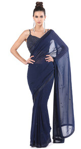 Strappy Navy Saree