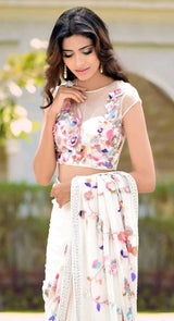 IVORY MULTI SEQUIN SAREE