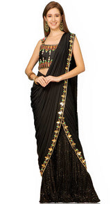 Black Solano Drape Saree