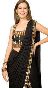 Black Solano Drape Saree