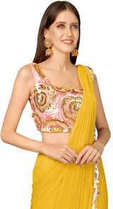 Mustard Aqua Drape Saree