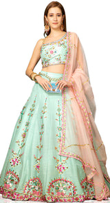 Minty Blue mosaic lehenga