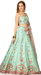 Minty Blue mosaic lehenga
