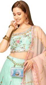 Minty Blue mosaic lehenga