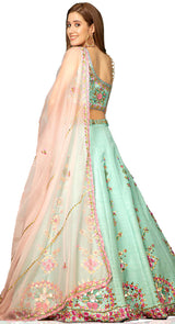 Minty Blue mosaic lehenga