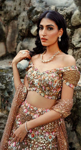 SEQUINED GOLD LEHENGA