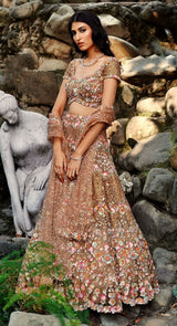 SEQUINED GOLD LEHENGA - POSHAK