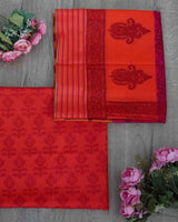 Printed Rust Pure Silk - POSHAK