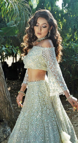 SEA GREEN BELL LEHENGA - POSHAK