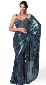 Sultry Blue Sequin Saree