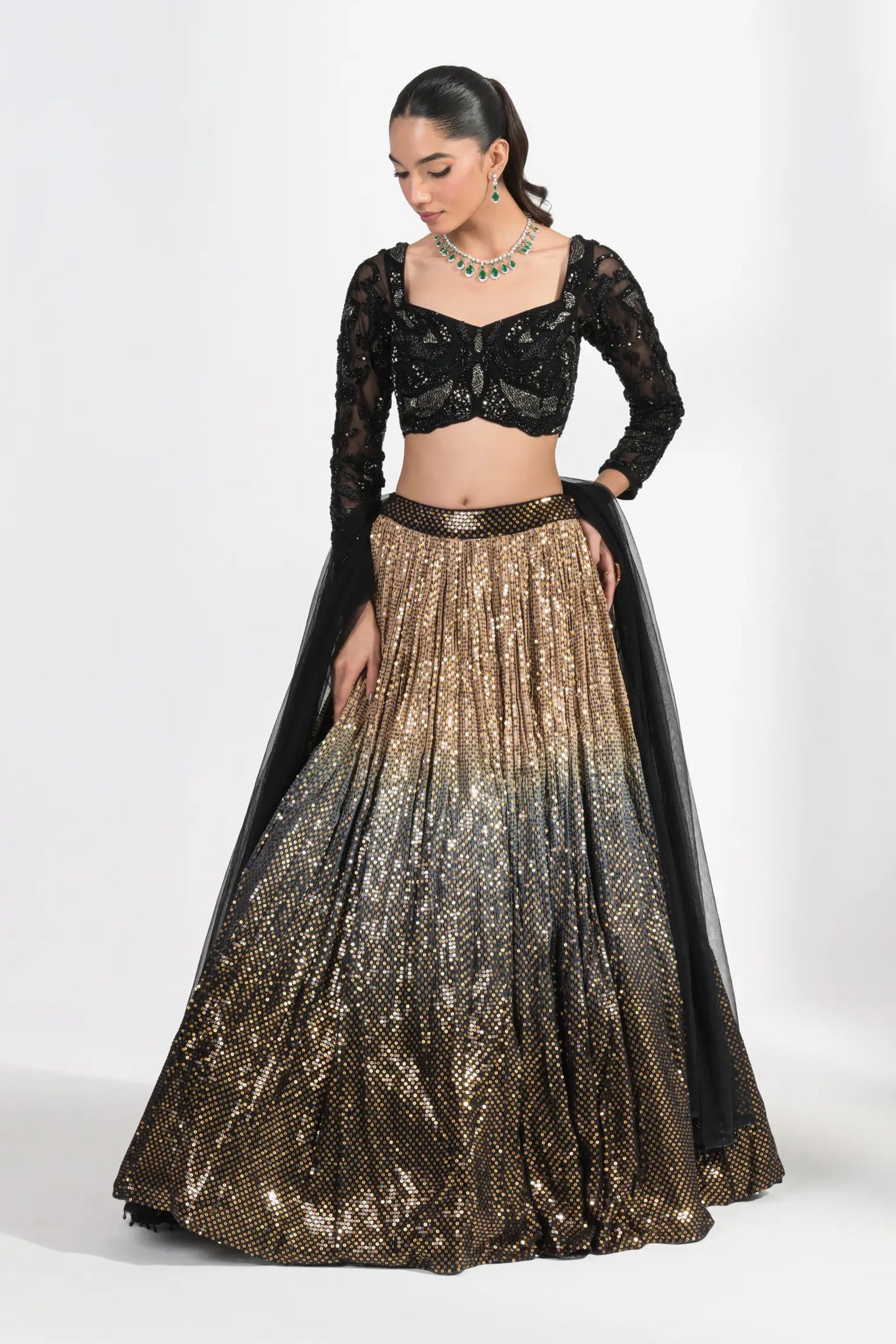 Sunehri Noir Ombre Lehenga