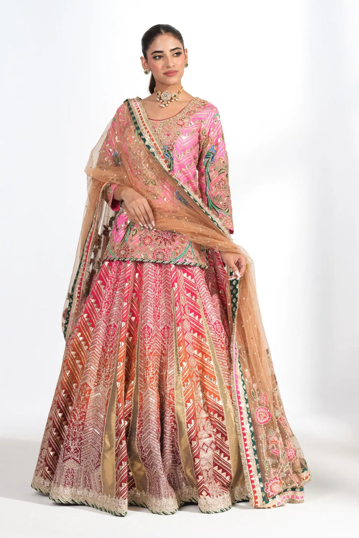 Phoolwari Coral Lehenga Set