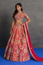 Gulnaar Coral Bridal Lehenga