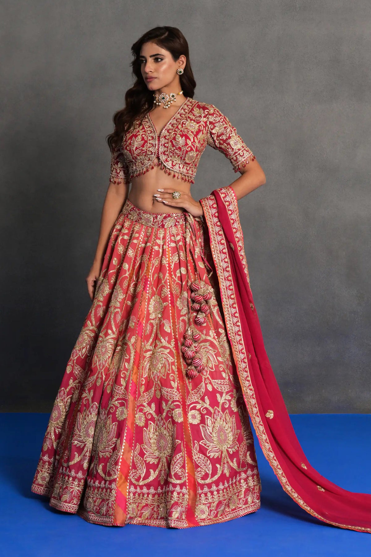 Gulnaar Coral Bridal Lehenga