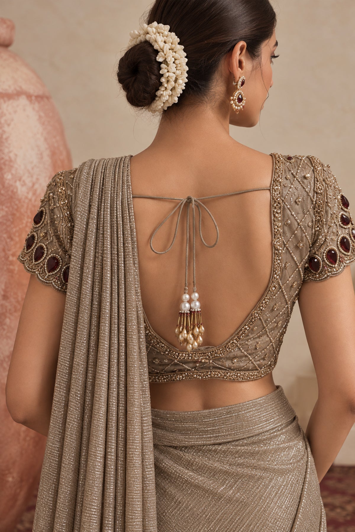 Aurelia Champagne Draped Saree