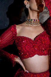 RED TONAL LEHENGA