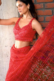 IRIS CHECK SAREE