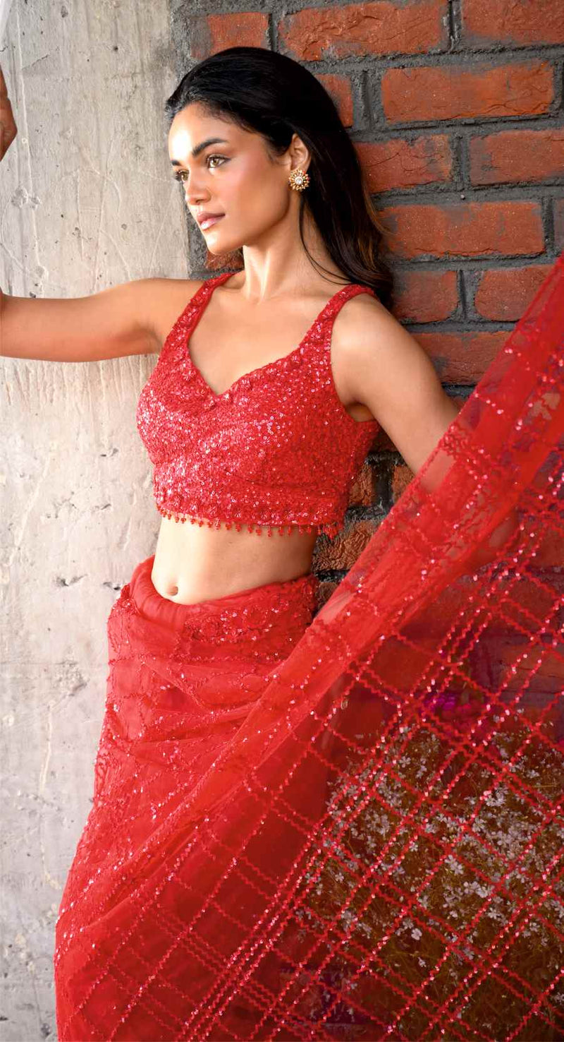 IRIS CHECK SAREE