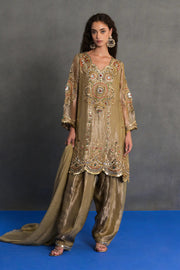 Antique Gold Mirror-work Patiala Suit