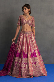 Magenta Banarasi Lehenga Set