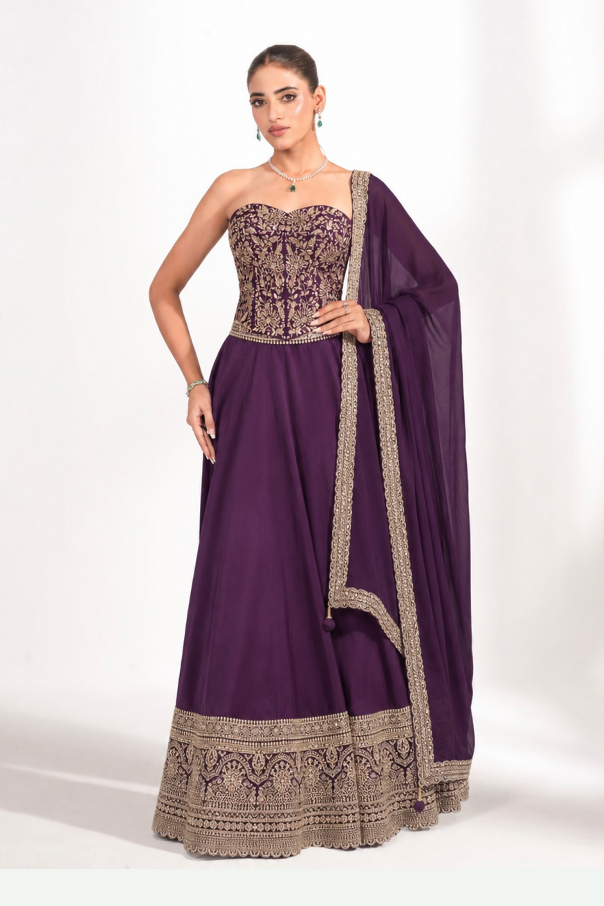Ameera Plum Lehenga Set