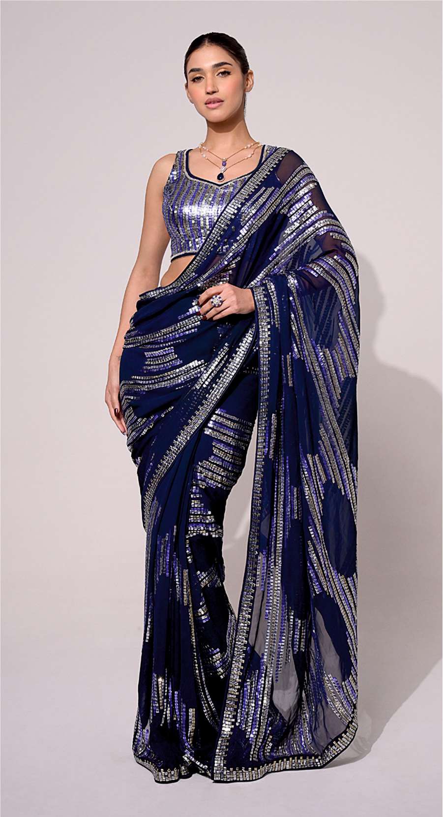 CHEVRON TEAL SAREE