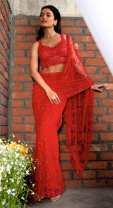 IRIS CHECK SAREE