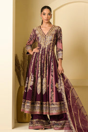 Deep Plum Embroidered Anarkali Suit