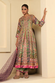 Multicolour Embroidered Anarkali Suit